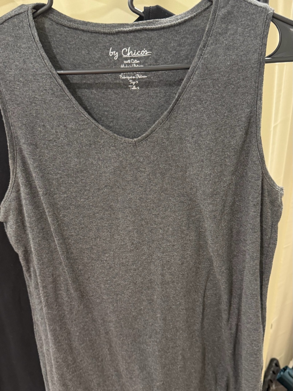 Chico’s Women’s Tank Tops Size 2 L 100% Cotton V-Neck Set of 3 - Picture 3 of 7